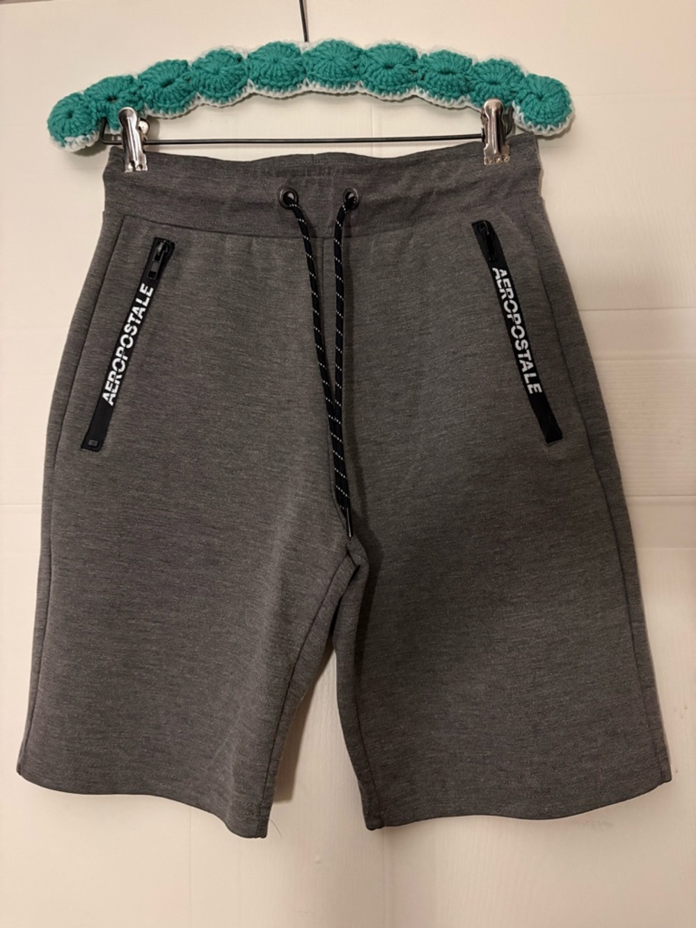 Aeropostale Men's Charcoal Gray Athletic Drawstring Shorts